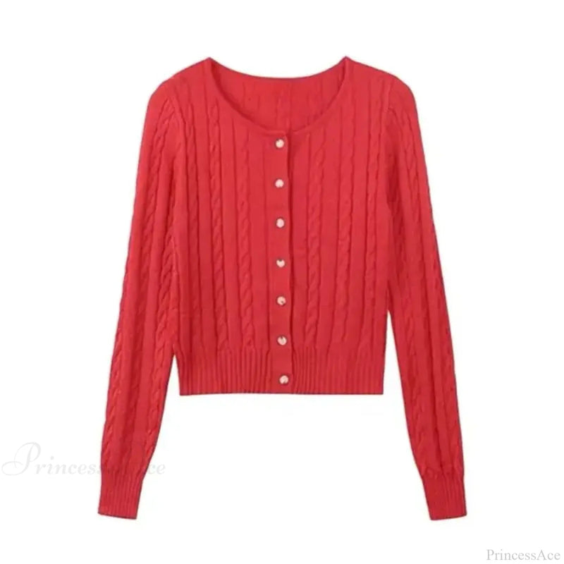 Versatile Slim Fit Red Fashionable Twist Wool Warm Knit Christmas Sweater
