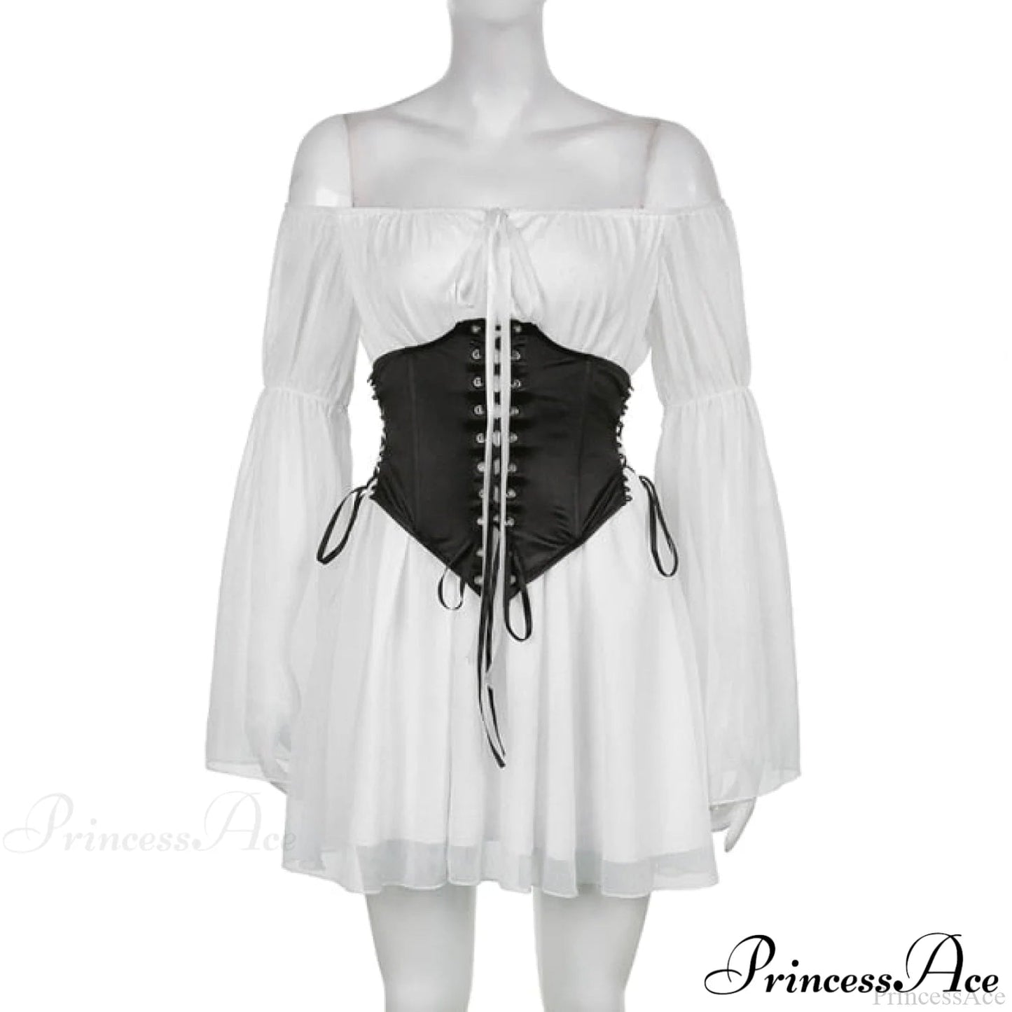 Chiffon Detachable Corset Charming Puff Sleeve Mini Dresses
