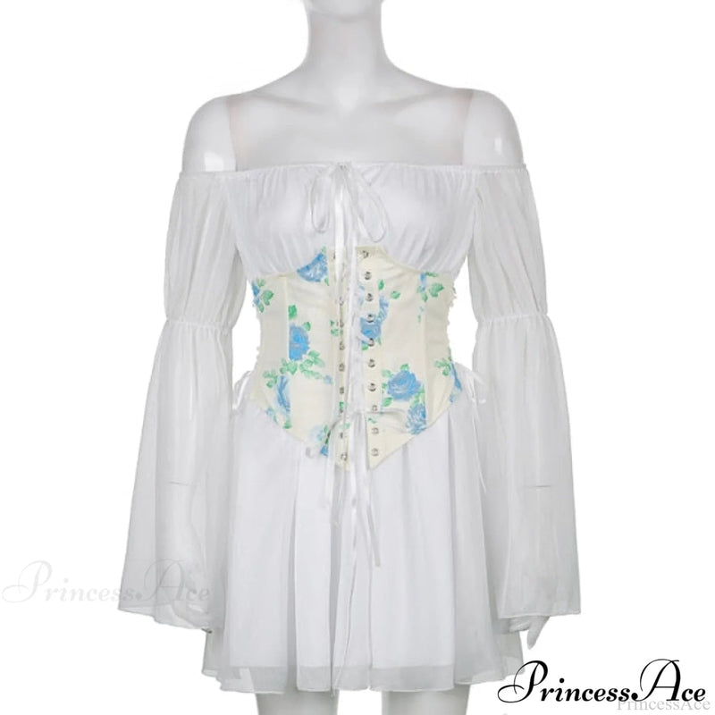 Chiffon Detachable Corset Charming Puff Sleeve Mini Dresses