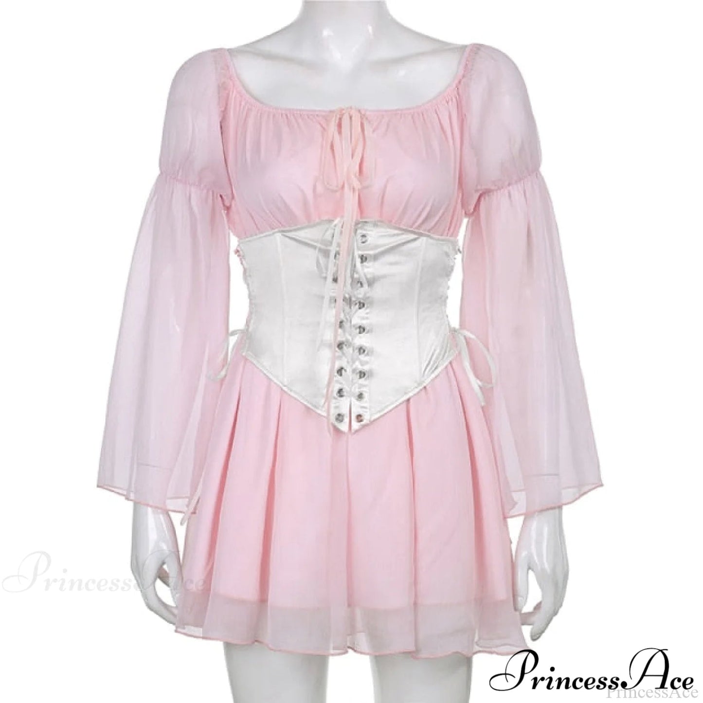 Chiffon Detachable Corset Charming Puff Sleeve Mini Dresses