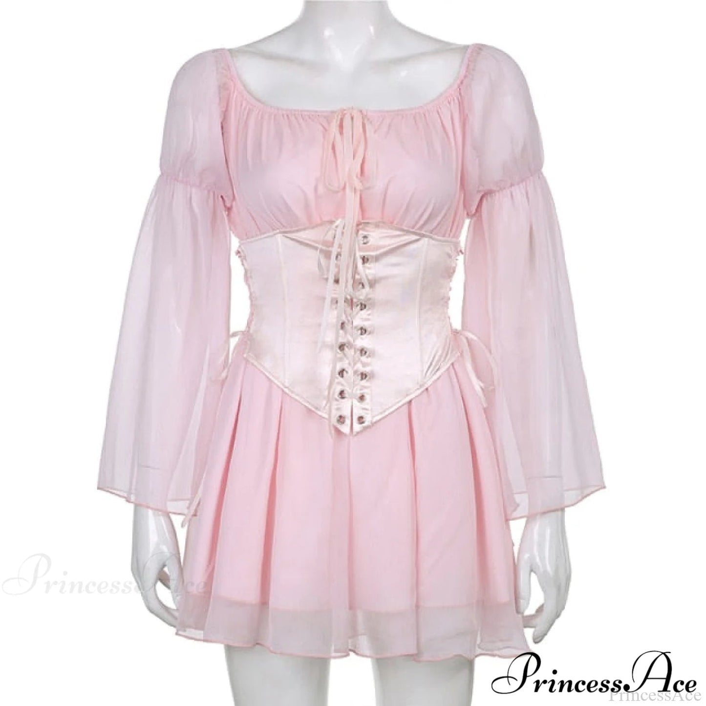 Chiffon Detachable Corset Charming Puff Sleeve Mini Dresses