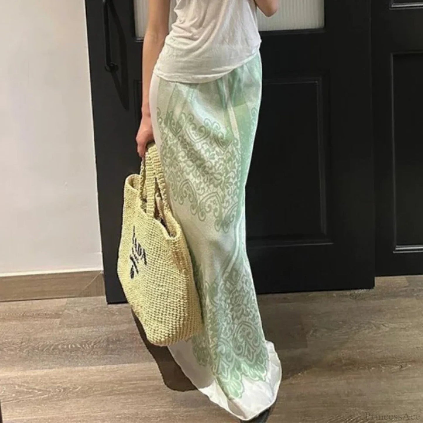 Chinese Style High Waist A-line Skirt