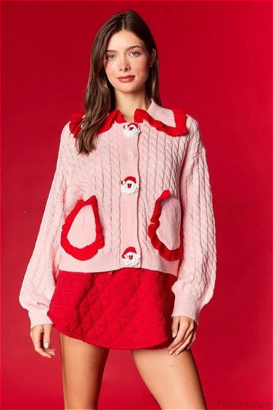 Christmas Doll Collar Ruffle Sweater