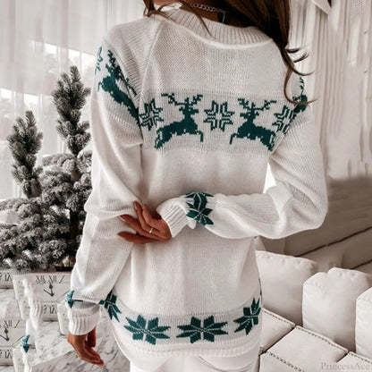 Christmas Deer Warm Knitted Long Sleeve Autumn Winter Loose Christmas Sweater