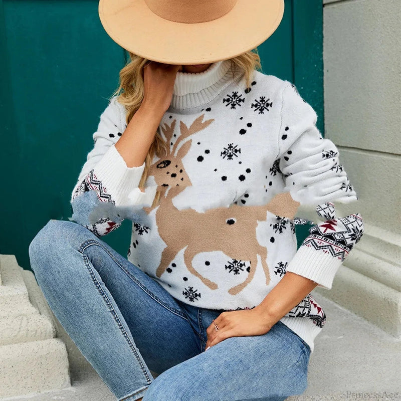 Christmas Deer Warm Knitted Long Sleeve Ugly Blouse Christmas Sweater