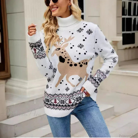 Christmas Deer Warm Knitted Long Sleeve Ugly Blouse Christmas Sweater