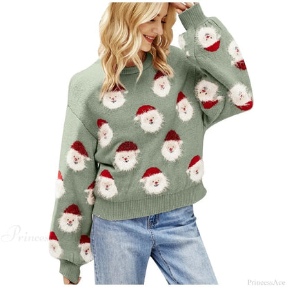 Sequin Long Sleeve Blouse With Santa Claus Hoodie Christmas Sweater