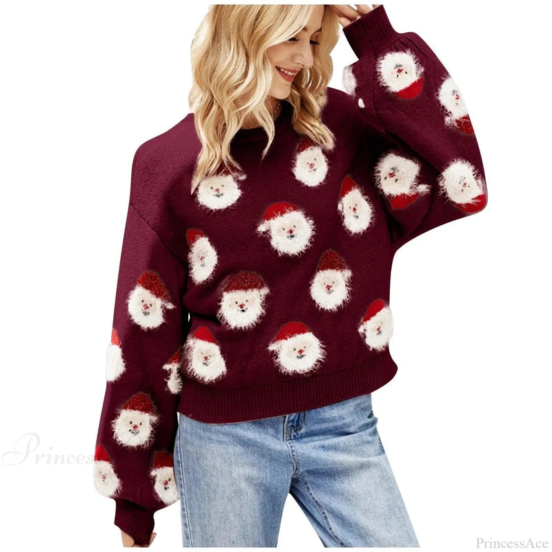 Sequin Long Sleeve Blouse With Santa Claus Hoodie Christmas Sweater