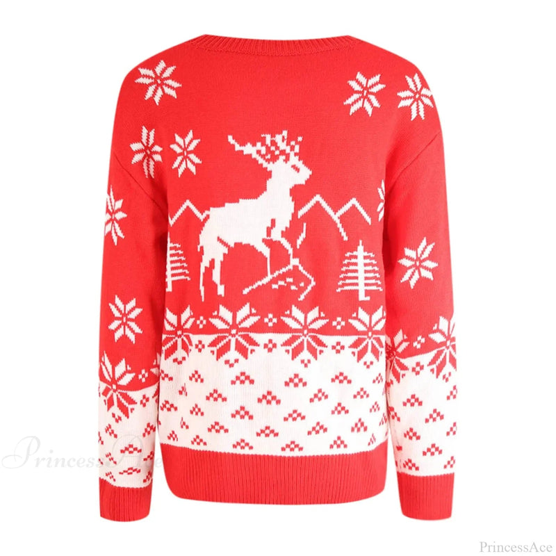Christmas Snowflake Printed Long Sleeve O Neck Jumper Christmas Sweater