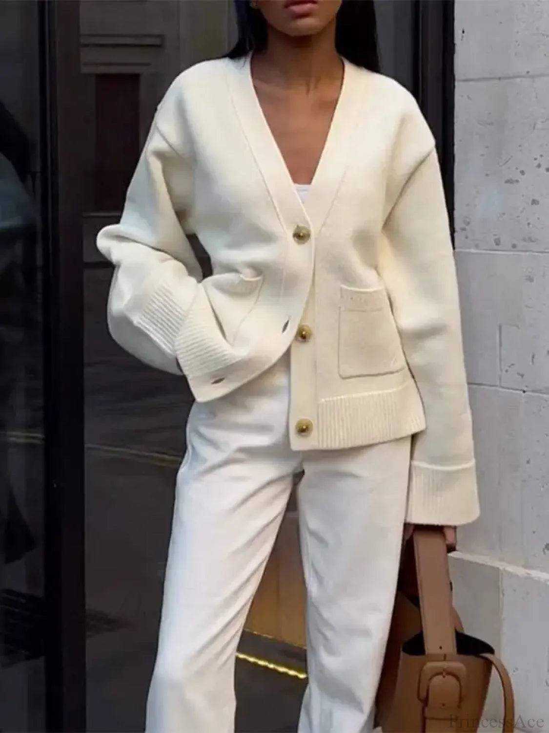 Classic Pocket V-neck Single-breasted Cardigan