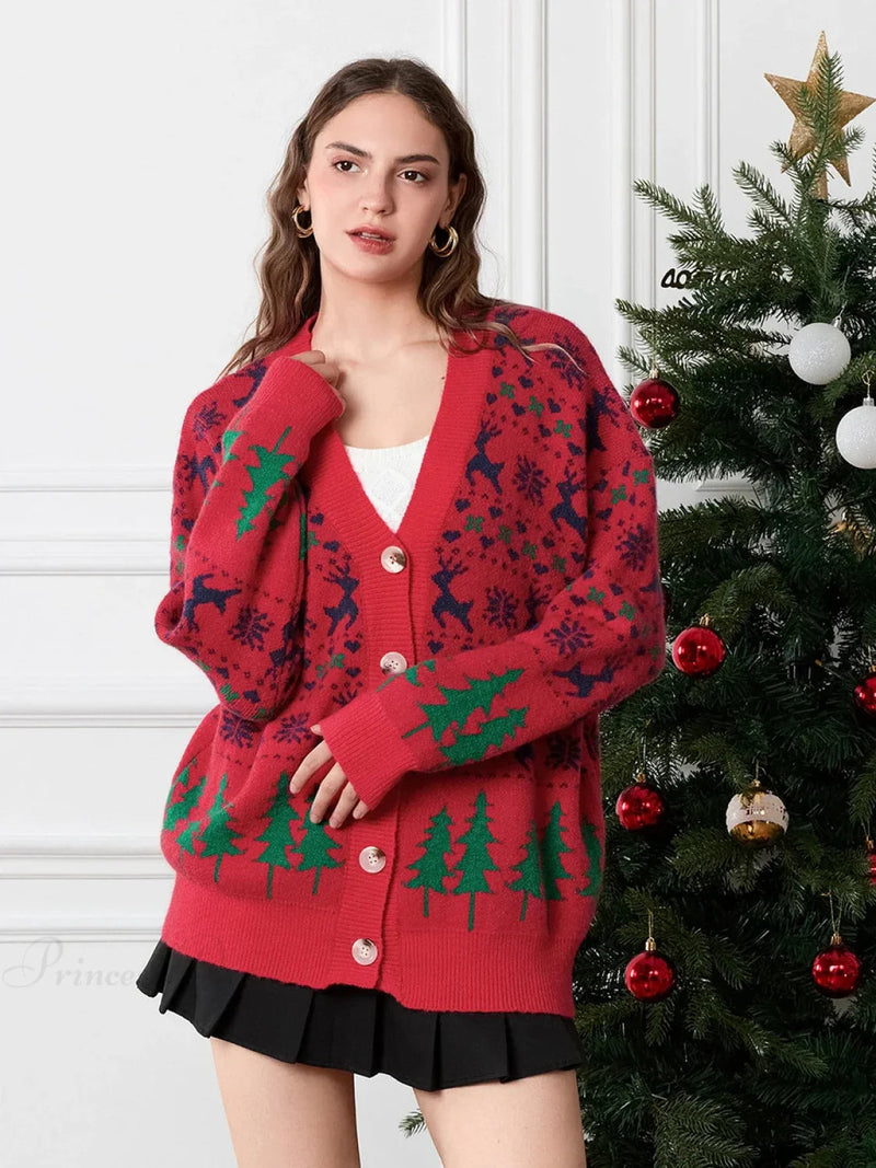 Classic Long Sleeve Button-up Warm Cardigans Christmas Sweater