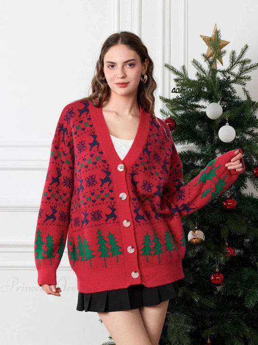 Classic Long Sleeve Button-up Warm Cardigans Christmas Sweater