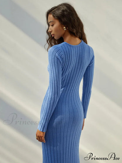 Coastal Allure Knotted Long Sweater Dress