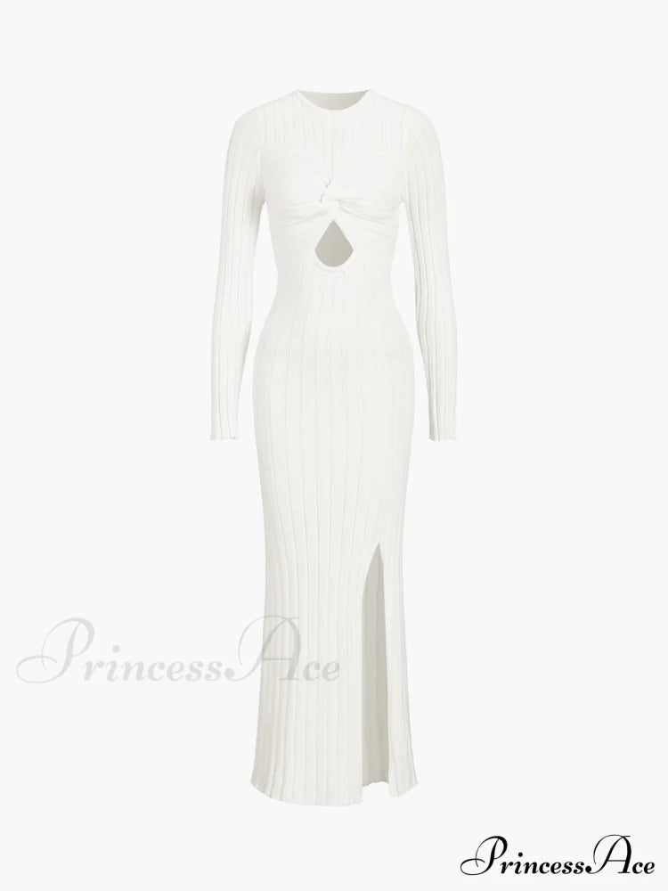 Coastal Allure Knotted Long Sweater Dress