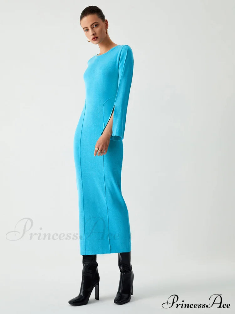 Coastal Allure Long Sleeve Long Sweater Dress