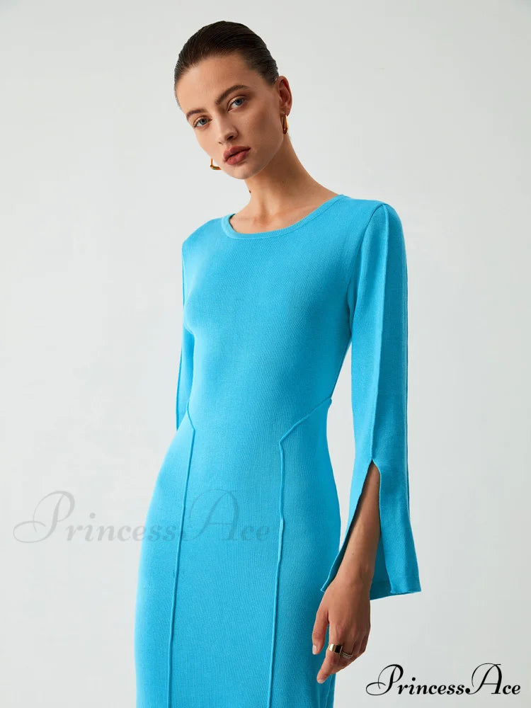 Coastal Allure Long Sleeve Long Sweater Dress