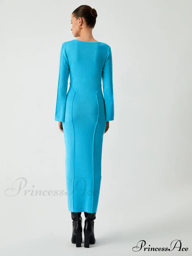 Coastal Allure Long Sleeve Long Sweater Dress
