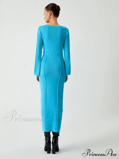 Coastal Allure Long Sleeve Long Sweater Dress