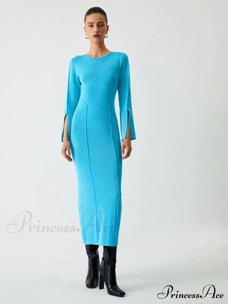 Coastal Allure Long Sleeve Long Sweater Dress