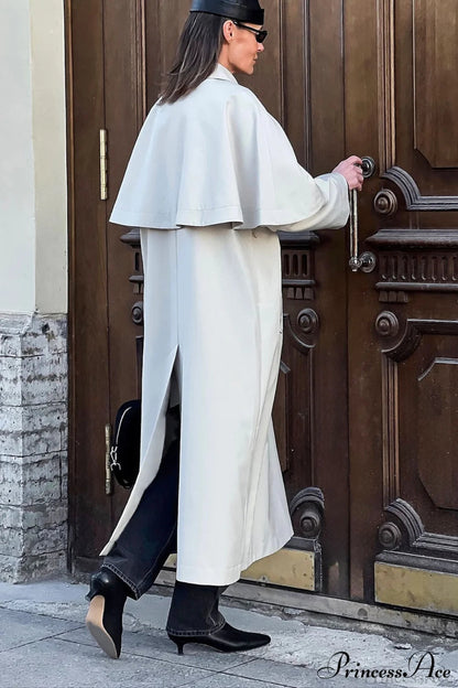 Collar Cape Slim Long Overcoat