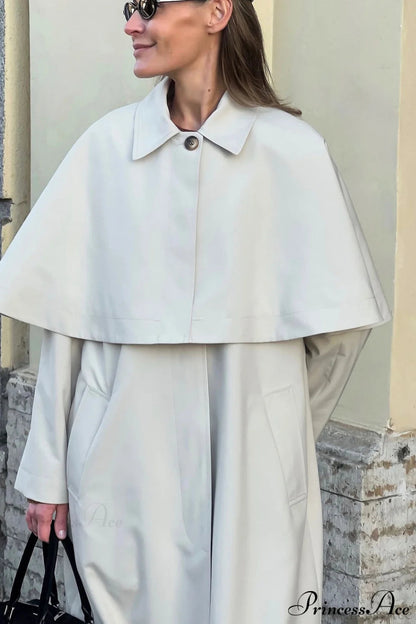 Collar Cape Slim Long Overcoat