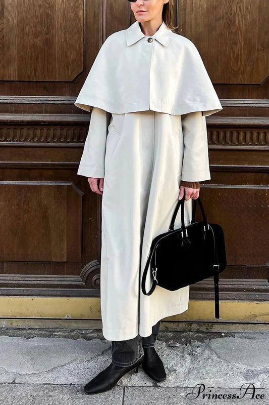 Collar Cape Slim Long Overcoat