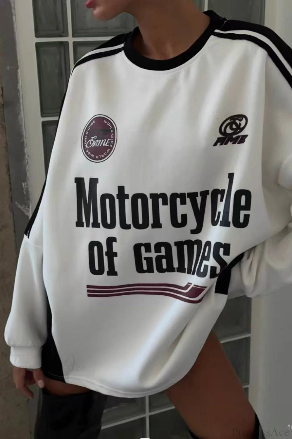 Collegiate Color-blocked Long Sleeve Crew Neck Relaxed Sweatshirt