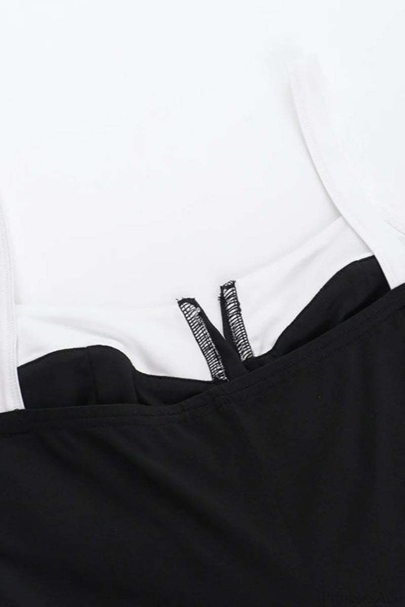 Color Block Cami Slit Mini Dress