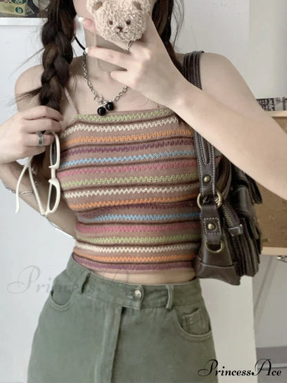 Color Block Graceful Striped Knit Sweater