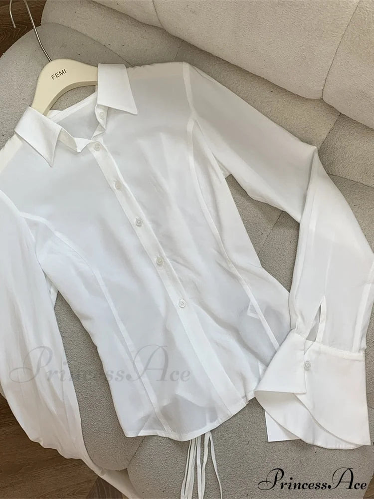 Color Chiffon With Slim Blouse Flare Design Arm Retro for Tunic