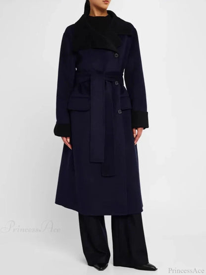 Color Lapel Slim Single-breasted Overcoat