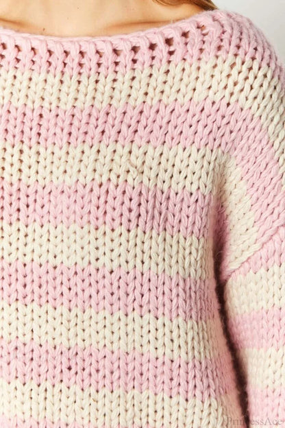 Colorblock Off-the-shoulder Stripe Loose Sweater