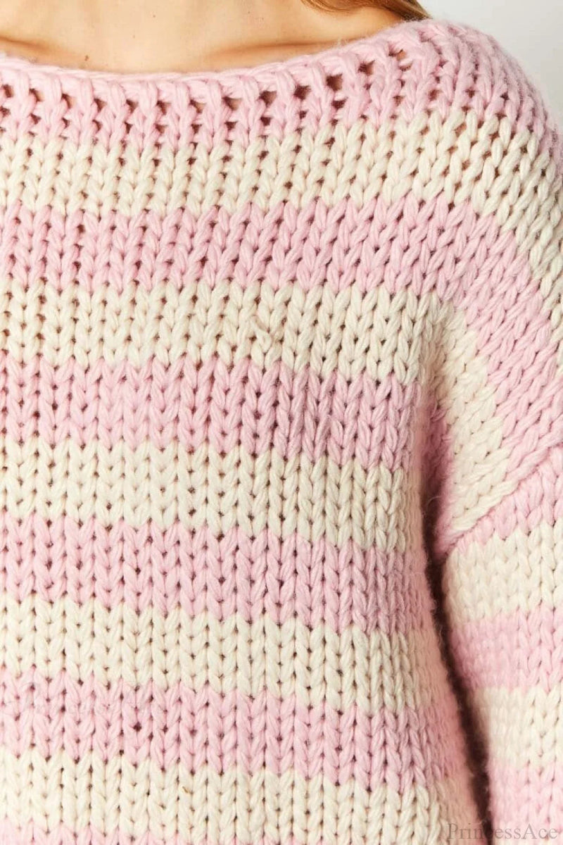 Colorblock Off-the-shoulder Stripe Loose Sweater