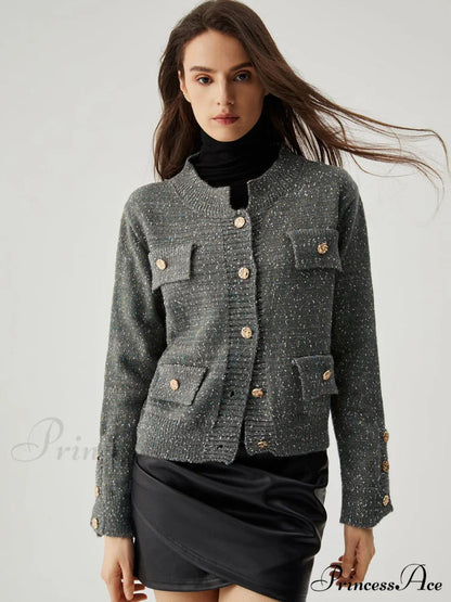 Colorful Dot Knit Metallic Button Cardigan