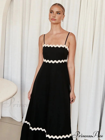Contast Trim Graceful Cami Long Dress