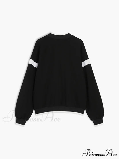 Contrast Trim Graceful Oversized Sweatshirt