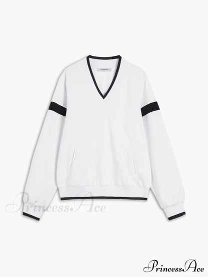 Contrast Trim Graceful Oversized Sweatshirt