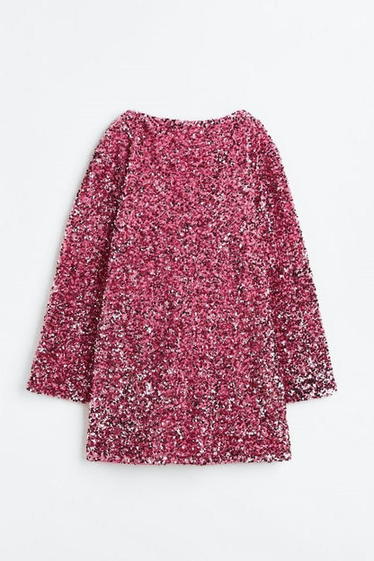 Coral Sequins Tie-back Mini Dress
