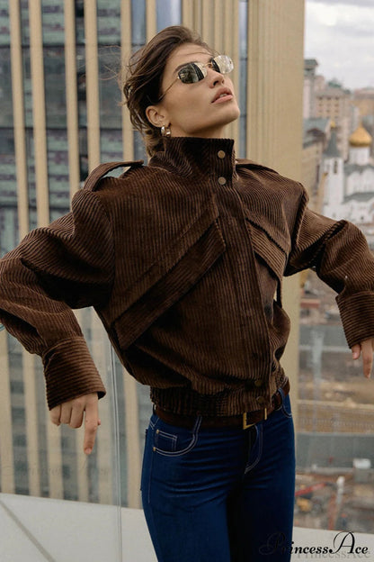 Corduroy Biker Style Coat