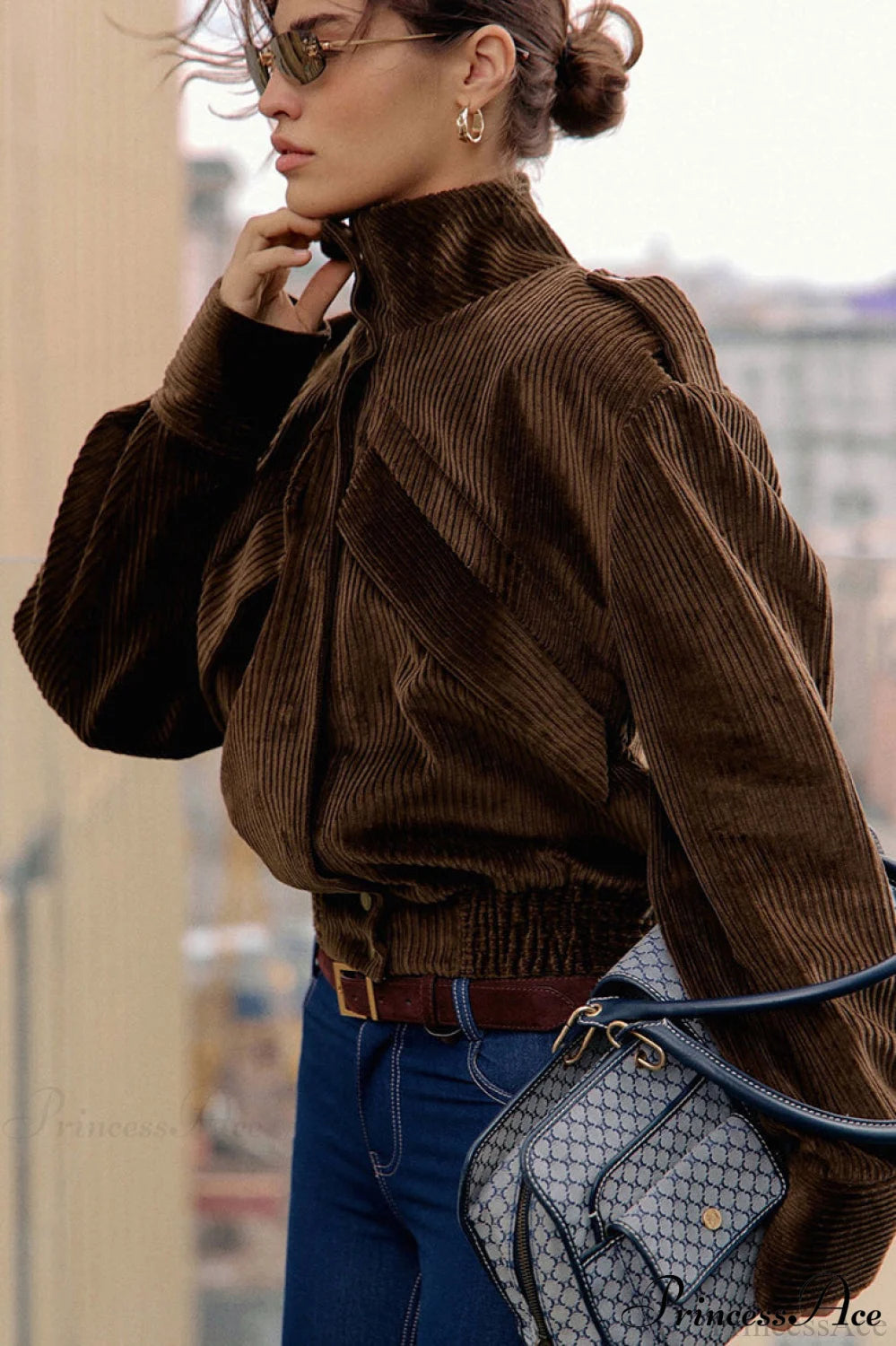 Corduroy Biker Style Coat