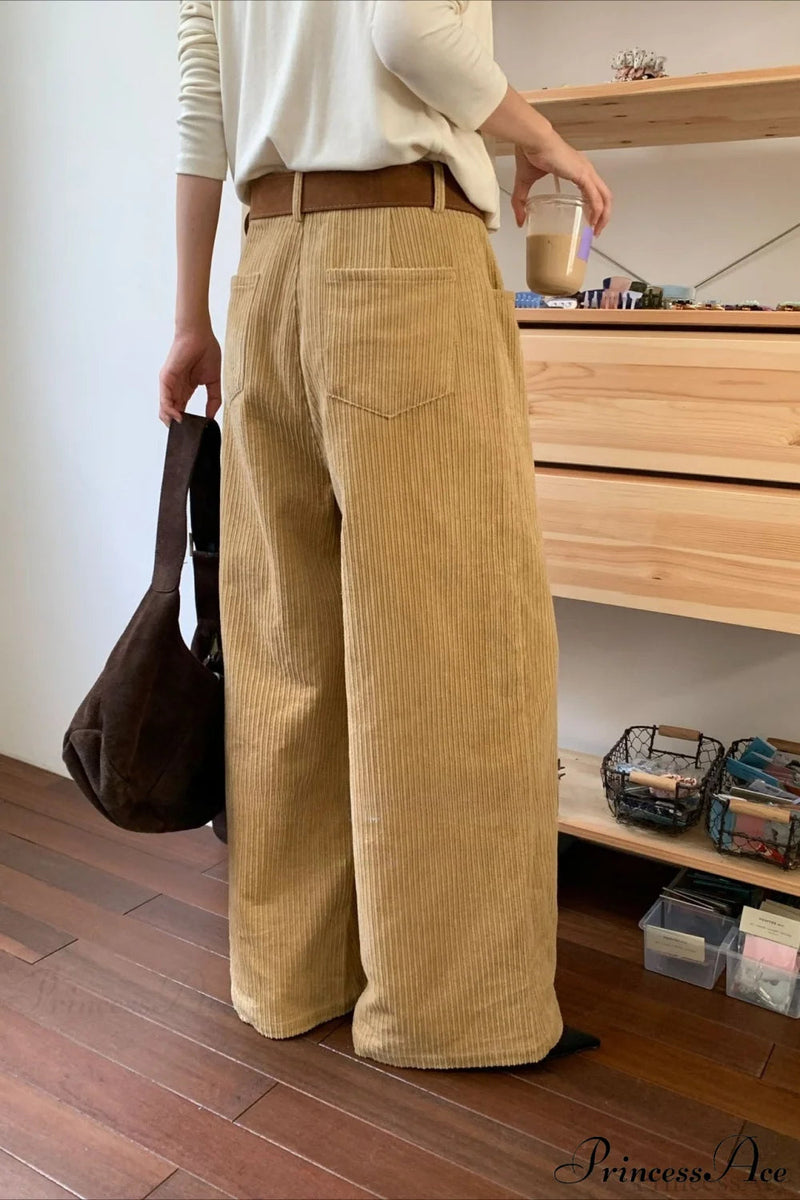 Corduroy High-waist Wide-leg Minimal Pants