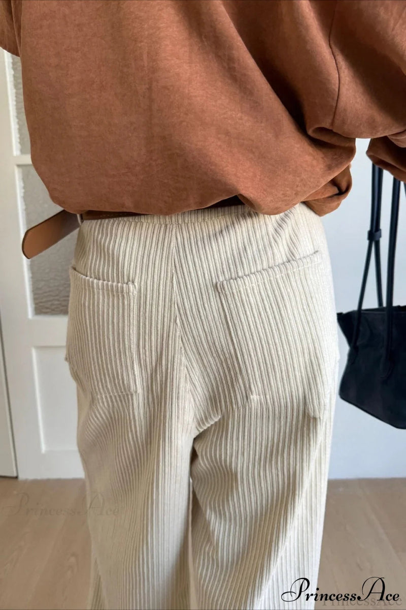 Corduroy High-waist Wide-leg Minimal Pants