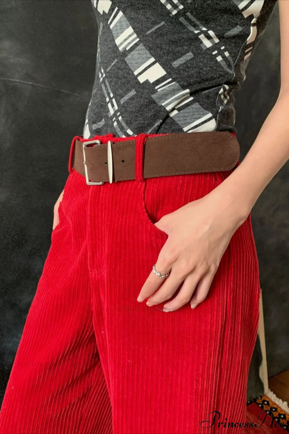 Corduroy High-waist Wide-leg Minimal Pants