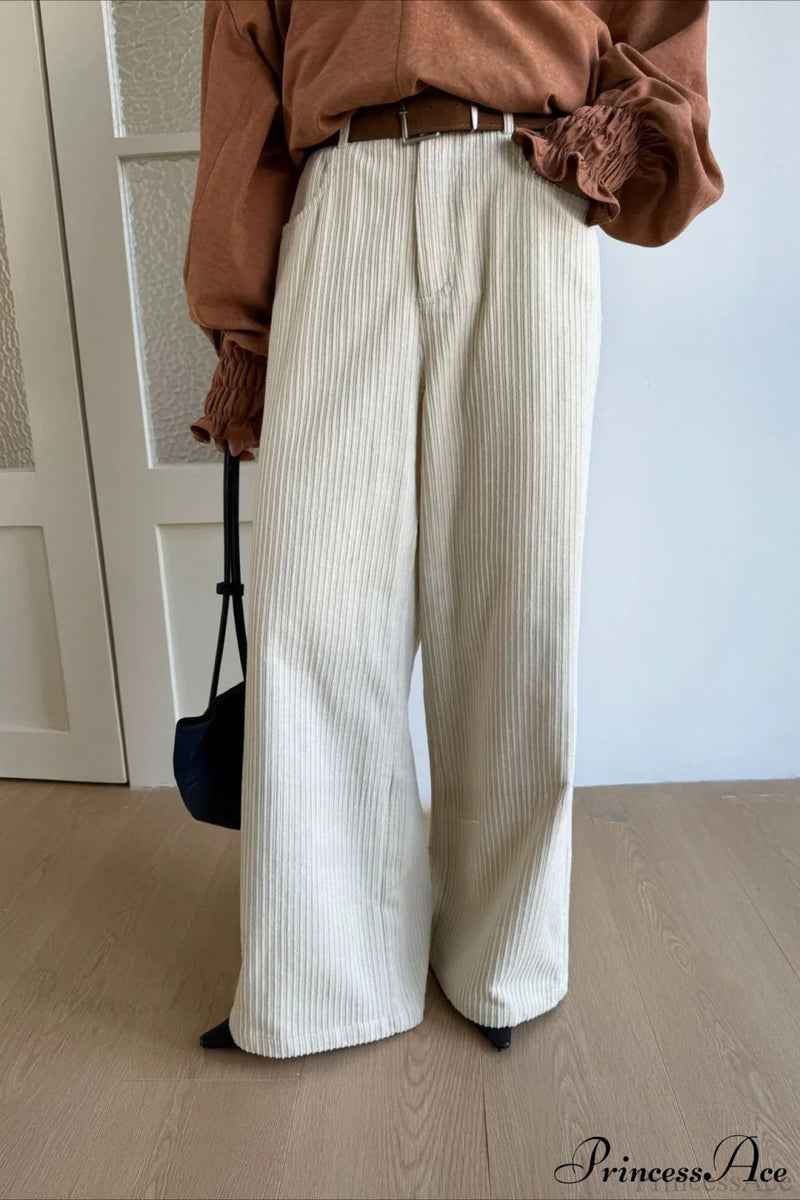 Corduroy High-waist Wide-leg Minimal Pants
