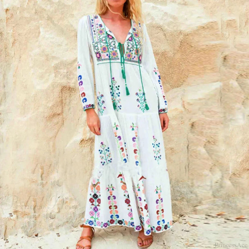 Cotton Embroidered Maxi Dress