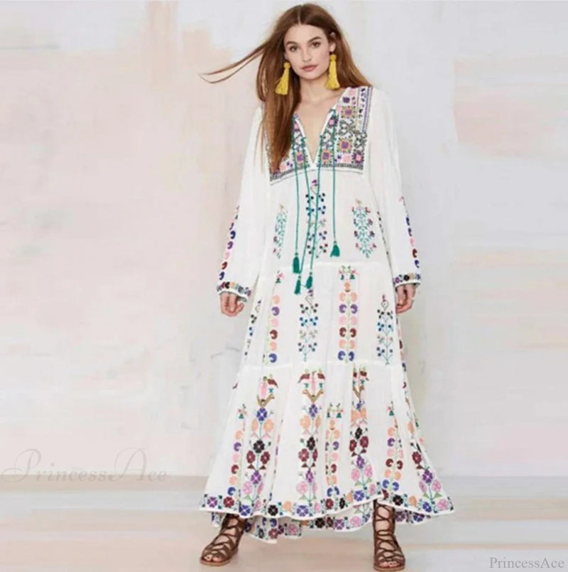 Cotton Embroidered Maxi Dress