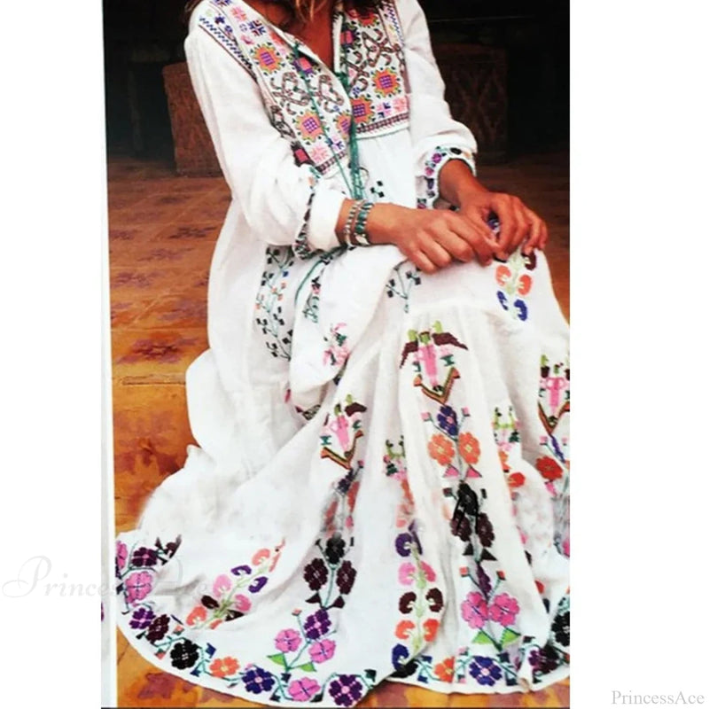 Cotton Embroidered Maxi Dress