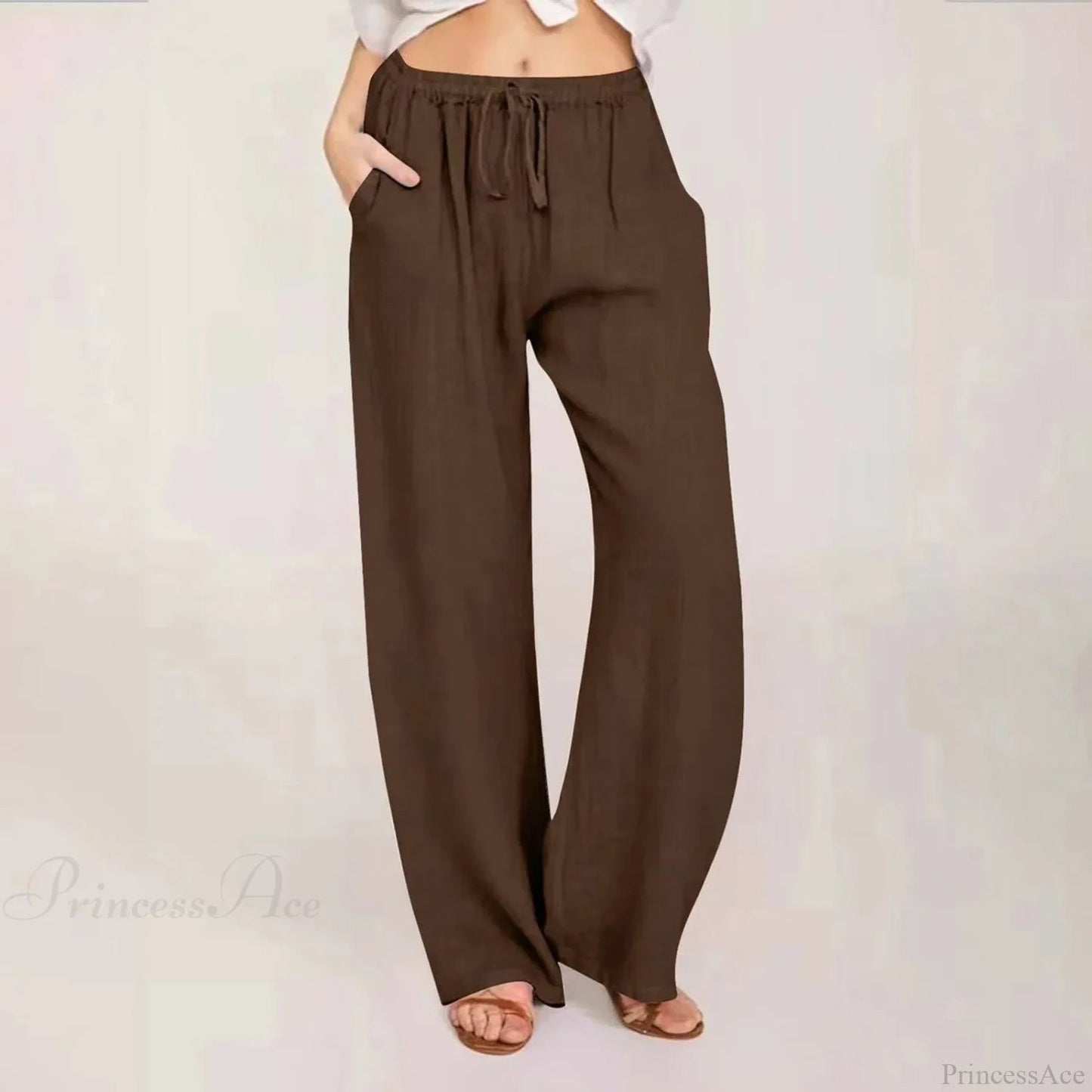 Cotton Linen Wide Leg Drawstring Pants