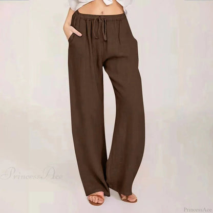 Cotton Linen Wide Leg Drawstring Pants