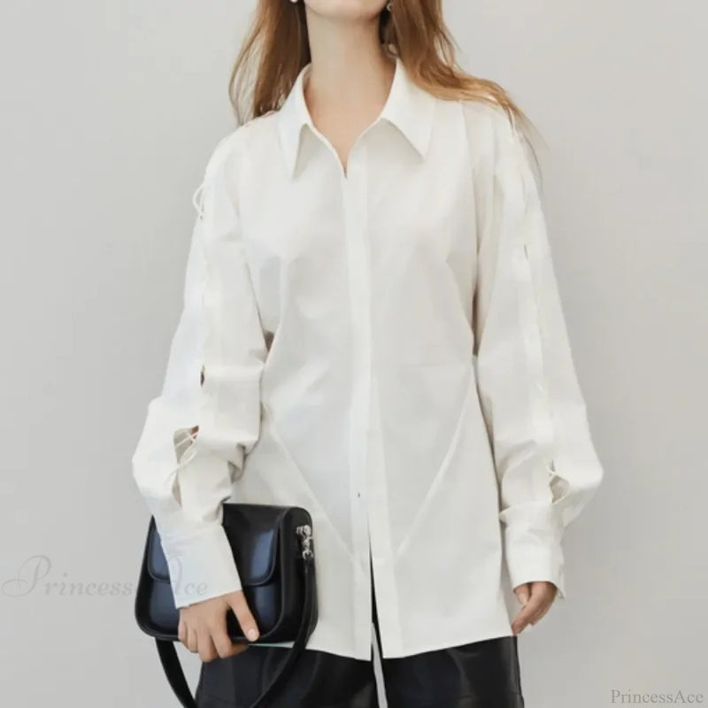 Cotton Long Sleeve Button Up Office Blouse
